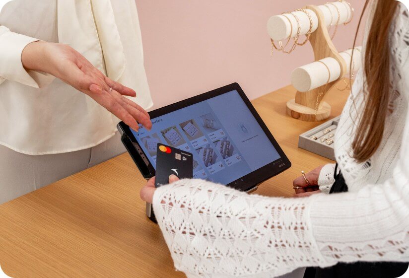 Compact tablet at counter