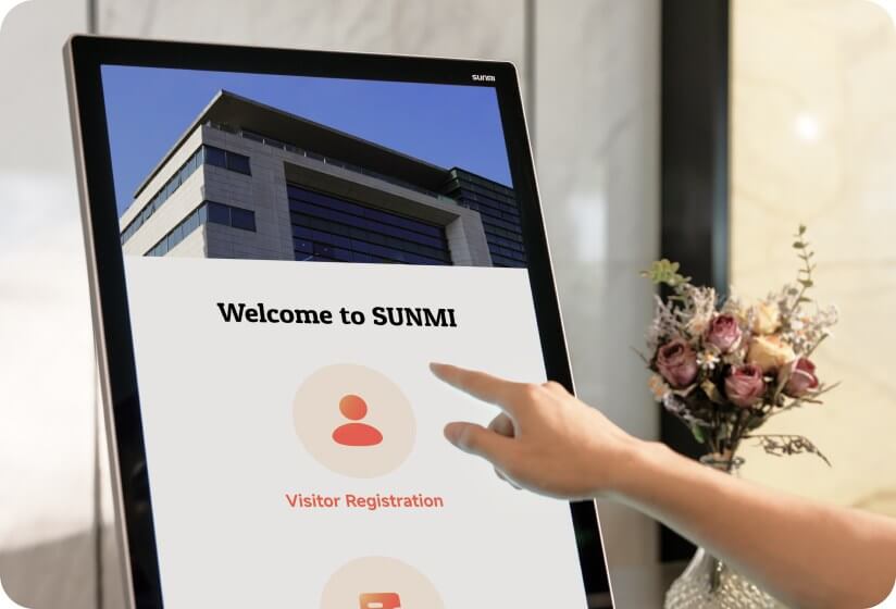 Front desk with interactive display