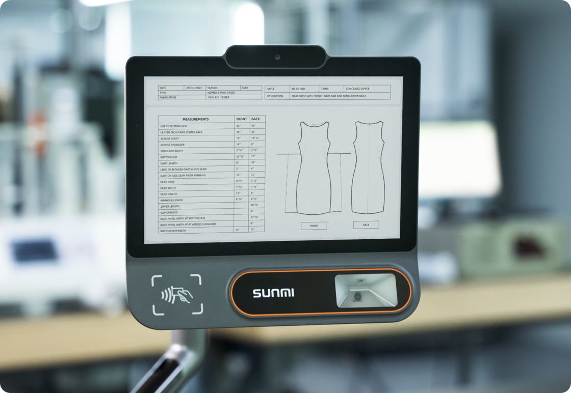 Garment specification display