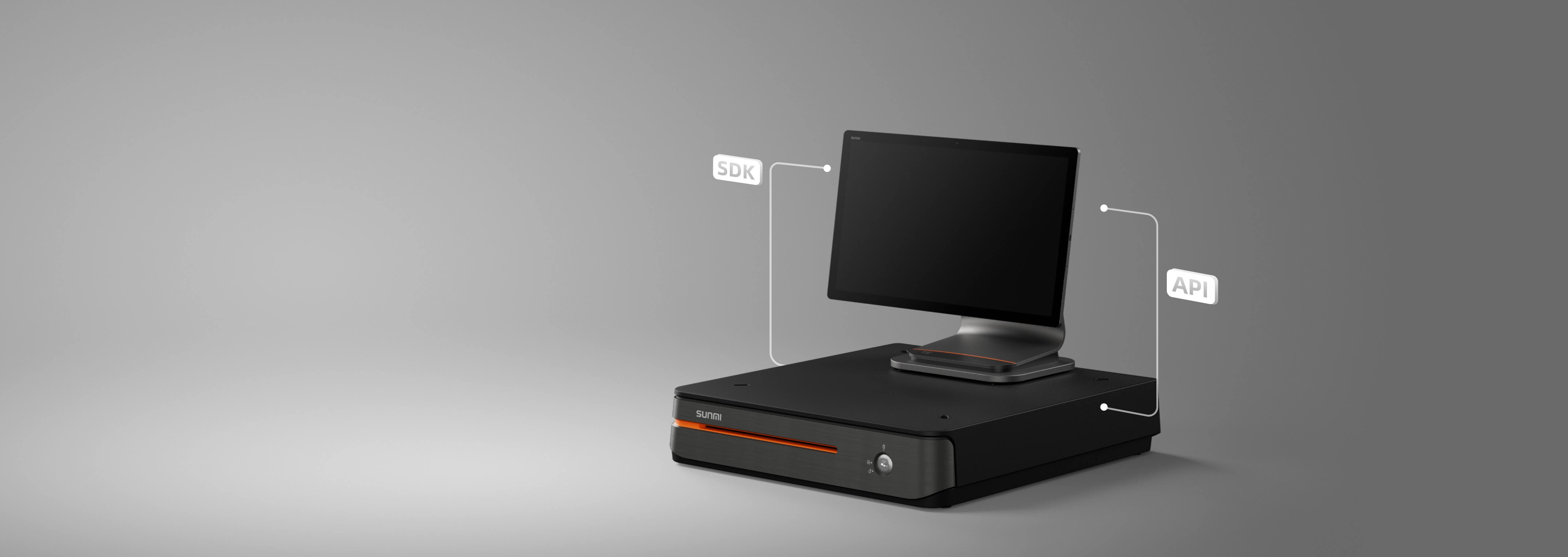 MAX Security cash drawer compared to a monitor, showcasing its compact yet robust form factor and sleek ABS polymer construction.