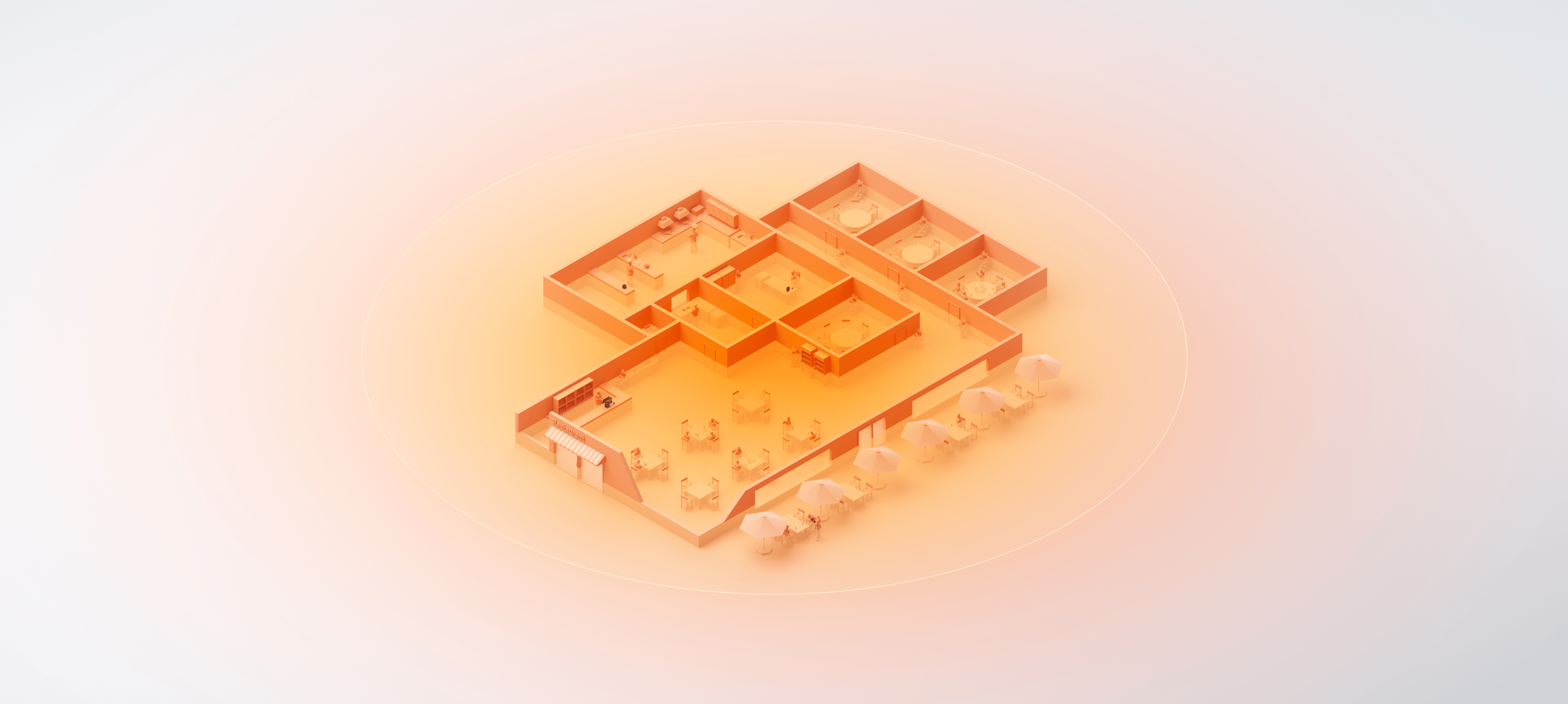 Isometric building with Wi-Fi signal