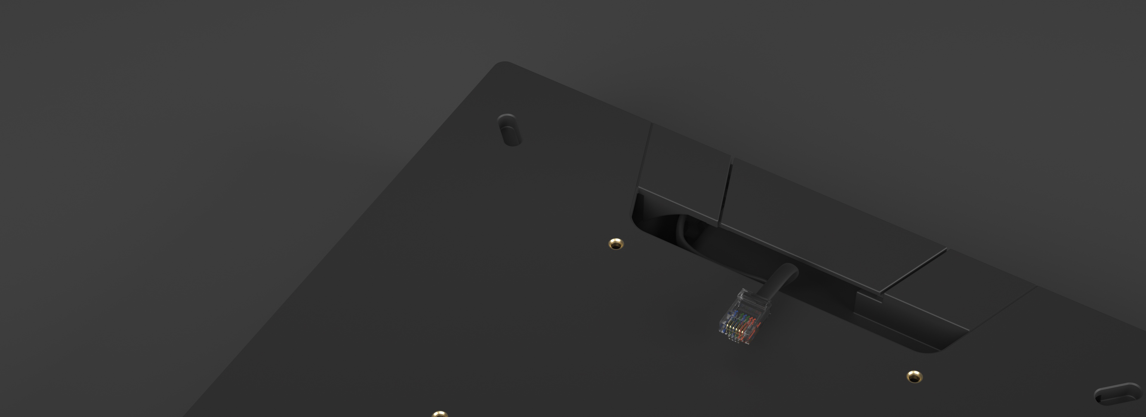 Black Sunmi cash drawer featuring a dedicated compartment for cable management, keeping the workspace clean and tidy.