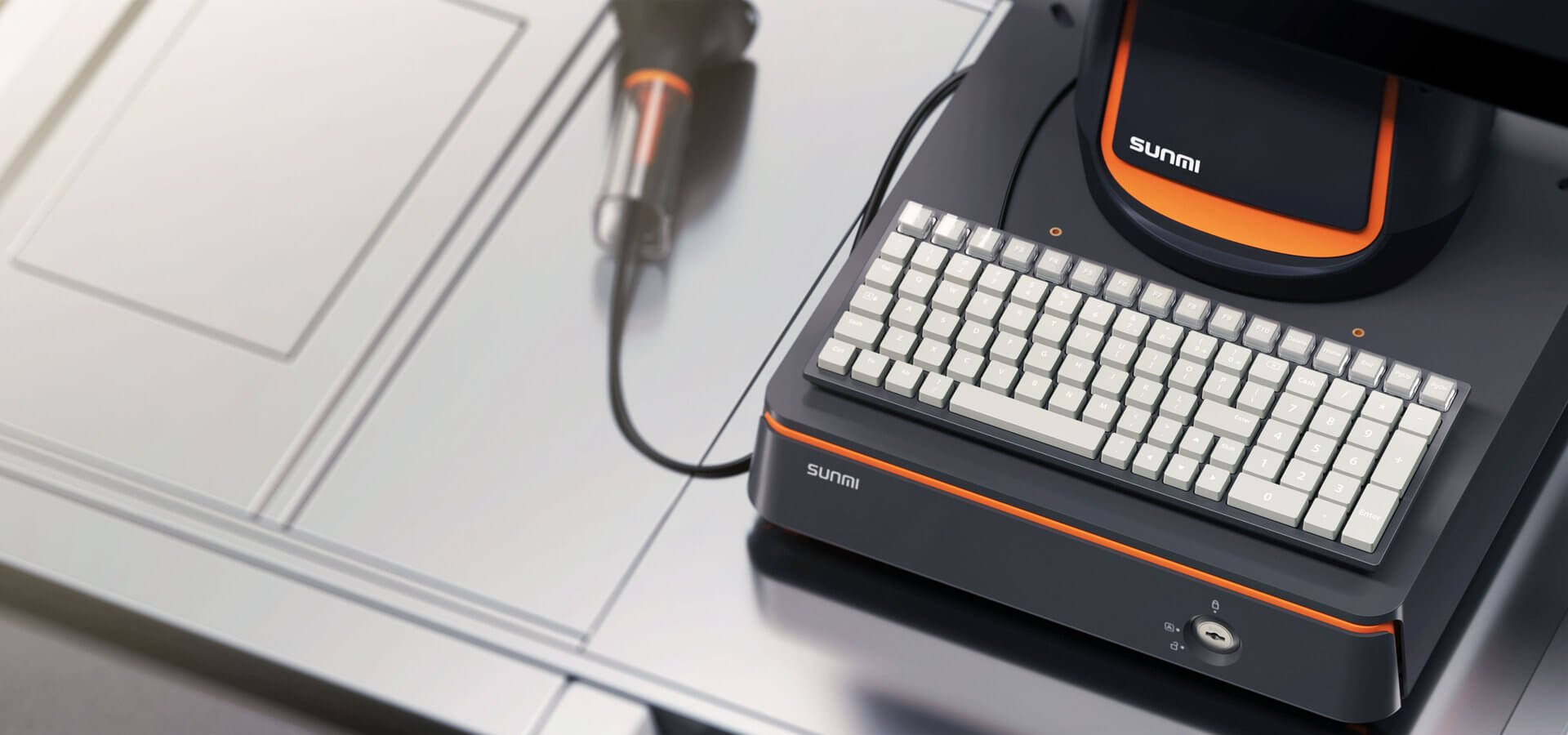 SUNMI keyboard integrated with POS terminal and barcode scanner