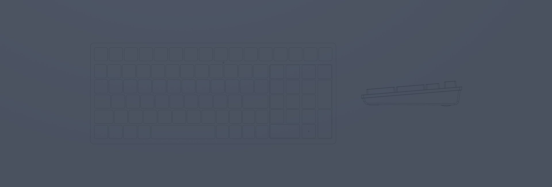 Technical diagram showing keyboard slim profile dimensions